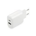 EVERACTIVE ŁADOWARKA SIECIOWA 1 X USB QUICK CHARGE 3.0 ORAZ 1 X USB-C PD PPS 25W BIAŁA SC-370Q