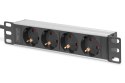 Digitus Listwa gniazdowa 10" z profilem aluminiowym, 4 gniazda bezpieczeństwa | DN-95418