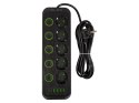 98-208# Przedłużacz sieciowy ps-530s 5-gniazd 4xusb 1xusb-c 3m czarny 3x1mm