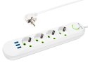 98-223# Przedłużacz sieciowy ps-420 4-gniazda 3xusb 2m biały 3x1mm