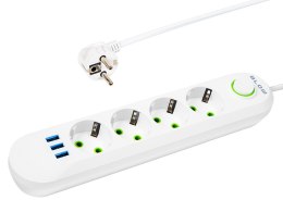 98-223# Przedłużacz sieciowy ps-420 4-gniazda 3xusb 2m biały 3x1mm