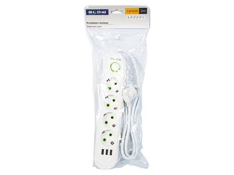 98-223# Przedłużacz sieciowy ps-420 4-gniazda 3xusb 2m biały 3x1mm