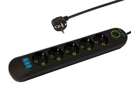 98-228# Przedłużacz sieciowy ps-550 5-gniazd 3xusb 5m czarny 3x1mm