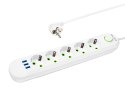 98-230# Przedłużacz sieciowy ps-530 5-gniazd 3xusb 3m biały 2x1mm
