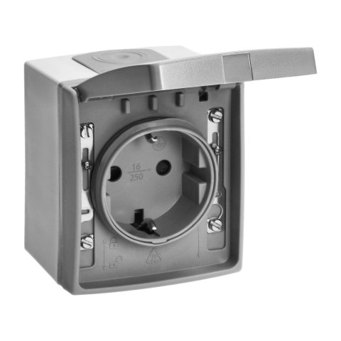 Gniazdo pojedyncze 2P+Z Schuko AQUATIC PRO IP55 szaro-grafitowe