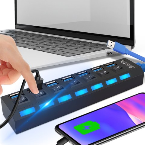 Hub usb rozdzielacz 7 portów rozgałęźnik usb 3.0
