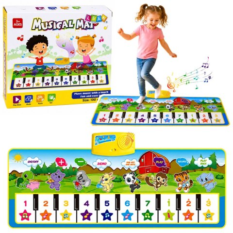 Mata Muzyczna Edukacyjna Pianinko Zwierzątka Dźwięki Instrumentów 100x36 cm