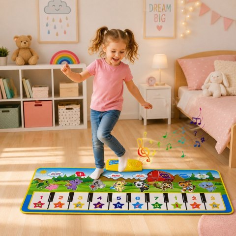 Mata Muzyczna Edukacyjna Pianinko Zwierzątka Dźwięki Instrumentów 100x36 cm