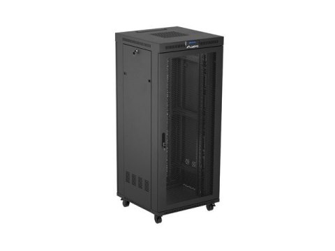 Szafa instalacyjna rack stojąca 19" 37U 800X800 czarna drzwi perforowane LCD Lanberg (Flat Pack)