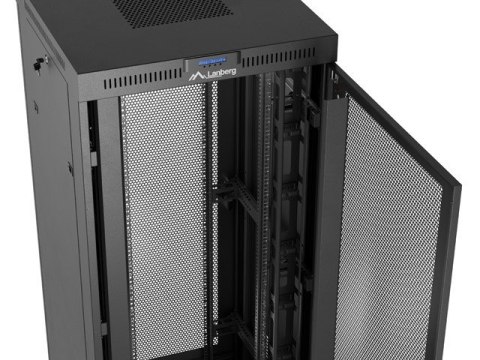 Szafa instalacyjna rack stojąca 19" 37U 800X800 czarna drzwi perforowane LCD Lanberg (Flat Pack)