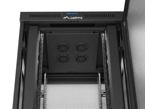 Szafa instalacyjna rack stojąca 19" 37U 800X800 czarna drzwi perforowane LCD Lanberg (Flat Pack)