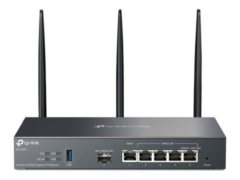 TP-LINK Router SafeStream Gigabit Multi-WAN VPN | ER706W | 802.1q | Porty Ethernet LAN (RJ-45) 1× Gigabitowy port SFP WAN, 1× Gigabitowy