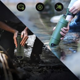 Extralink PURISOO+ BUTELKA Z SYSTEMEM FILTRUJACYM Z POMPKA 400ML FILTR UF + ACF Butelka filtrująca wodę 0,4 l Zielony, Oliwkowy