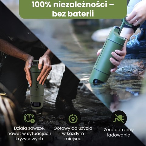 Extralink PURISOO+ BUTELKA Z SYSTEMEM FILTRUJACYM Z POMPKA 400ML FILTR UF + ACF Butelka filtrująca wodę 0,4 l Zielony, Oliwkowy