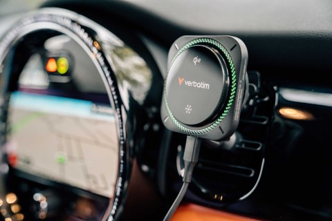 Verbatim Charge 'n' Drive Qi2 RGB Smartfon Czarny USB Bezprzewodowe ładowanie Szybkie ładowanie Automatyczna