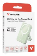 Verbatim Charge 'n' Go Magnetic Wireless Litowo-polimerowy (LiPo) 10000 mAh Bezprzewodowe ładowanie Zielony