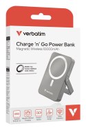 Verbatim Charge 'n' Go Magnetic Wireless Litowo-polimerowy (LiPo) 10000 mAh Bezprzewodowe ładowanie Szary