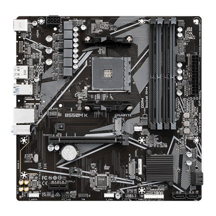 Gigabyte Gigabyte | B550M K 1.0 M/B | Rodzina procesorów AMD | Gniazdo procesora AM4 | DDR4 DIMM | Gniazda pamięci 4 | Obsługiwane interf