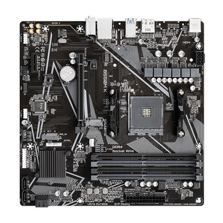Gigabyte Gigabyte | B550M K 1.0 M/B | Rodzina procesorów AMD | Gniazdo procesora AM4 | DDR4 DIMM | Gniazda pamięci 4 | Obsługiwane interf