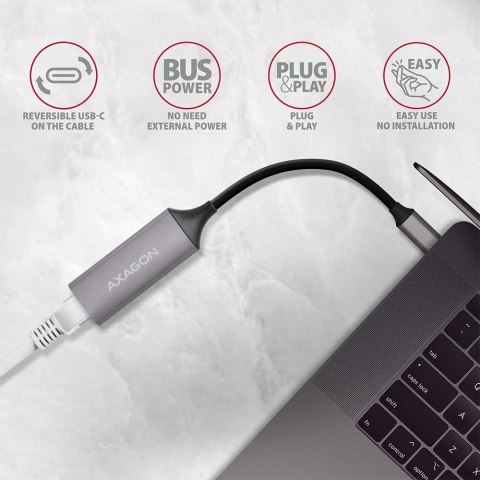 AXAGON AXAGON ADE-TRC Compact aluminum USB-C 3.2 Gen 1 Gigabit Ethernet 10/100/1000Mbit adapter with automatic installation