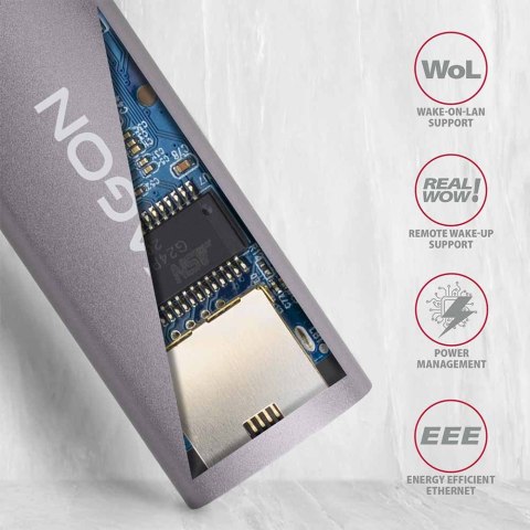 AXAGON AXAGON ADE-TRC Compact aluminum USB-C 3.2 Gen 1 Gigabit Ethernet 10/100/1000Mbit adapter with automatic installation