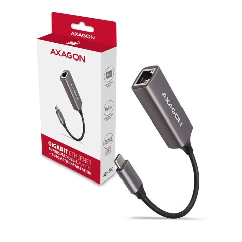 AXAGON AXAGON ADE-TRC Compact aluminum USB-C 3.2 Gen 1 Gigabit Ethernet 10/100/1000Mbit adapter with automatic installation
