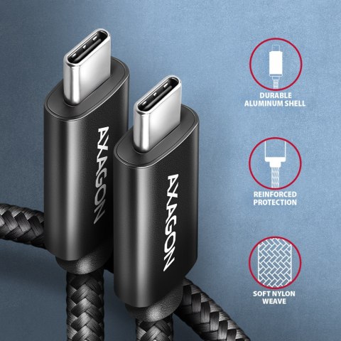 AXAGON AXAGON Data and charging USB 480Mbps cable, 2 m | BUCM2-CM20AB | USB-C to USB-C