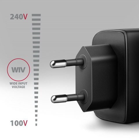 AXAGON AXAGON GaN wallcharger 2x port (USB-A + USB-C), PD3.0/PPS/QC4+/SFC2.0/AFC/SCP/FCP/Apple, 45W | ACU-PQ45