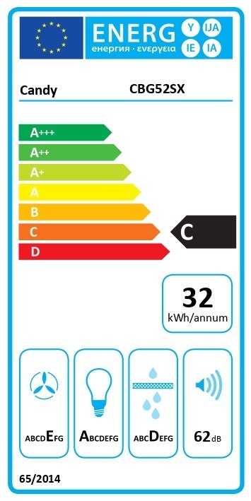 Candy Candy Hood | CBG52SX | Built-in | Energy efficiency class C | Width 52 cm | 168 m³/h | Mechanical | LED | Silver