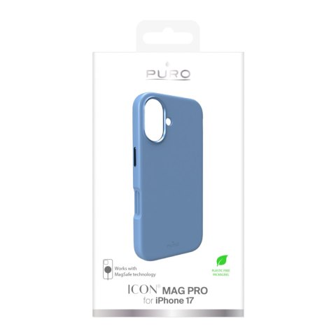 Etui z aluminiowymi przyciskami na iPhone 17 Icon Mag Pro Liquid Silicone MagSafe - niebieskie