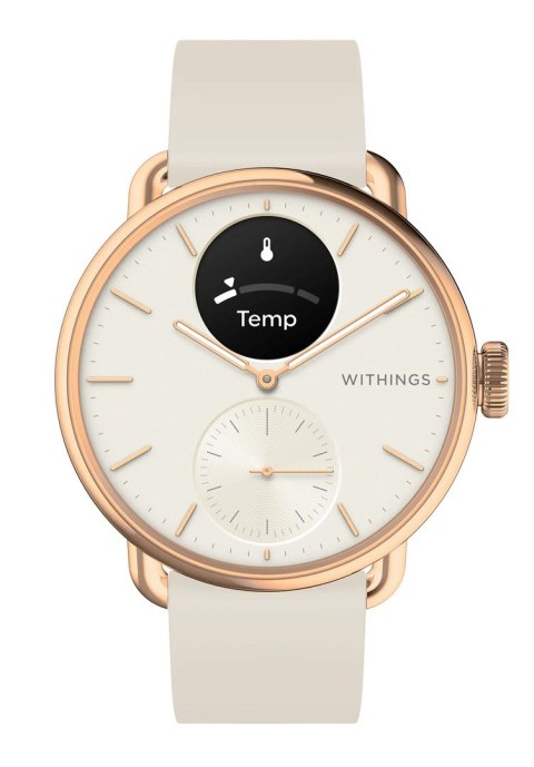 Zegarek hybrydowy Withings ScanWatch 2 - Stal nierdzewna - Hybrydowy inteligentny zegarek z paskiem - Fluoroelastomer - Rozmiar 