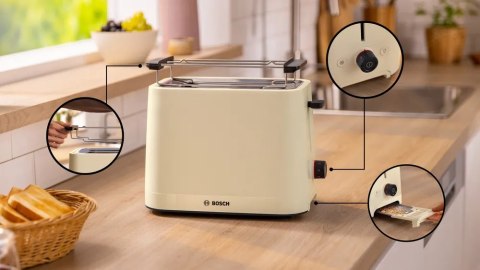 Bosch Toster kompaktowy Bosch | TAT3M127 MyMoment | Liczba gniazd 2 | Materiał obudowy Tworzywo sztuczne | Beżowy