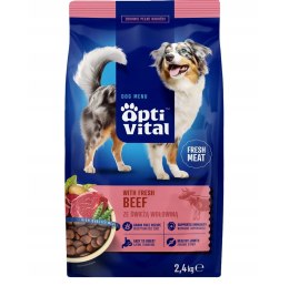 OptiVital pełnoporcjowa karma sucha dla psów z wołowiną 2,4 kg