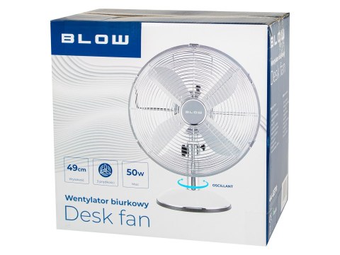 BLOW WENTYLATOR STOŁOWY 30CM SREBRNY METALOWY