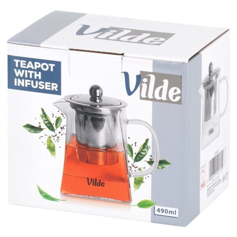 Dzbanek Szklany Zaparzacz Sitko Kwadratowe 490ml Herbaty VILDE