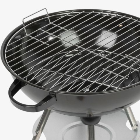 Grill węglowy ogrodowy czarny z rusztem chromowanym i półką, stalowy, 45x52,5x73,5 cm