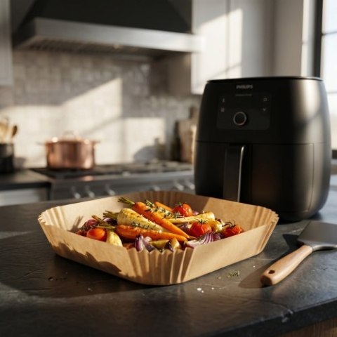 AD 6733 Papierowe wkłady do frytkownicy powietrznej | 100 szt. | 23 cm | do 240°c | biodegradowalne