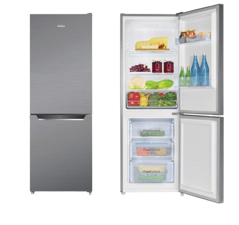 Lodówka AMICA FK2425.4UNTX(E) Frost Control 159,3 cm | FastFreeze | SuperCooling | LED | srebrna