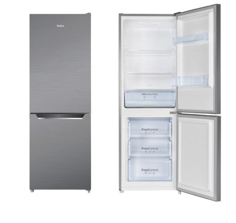 Lodówka AMICA FK2425.4UNTX(E) Frost Control 159,3 cm | FastFreeze | SuperCooling | LED | srebrna
