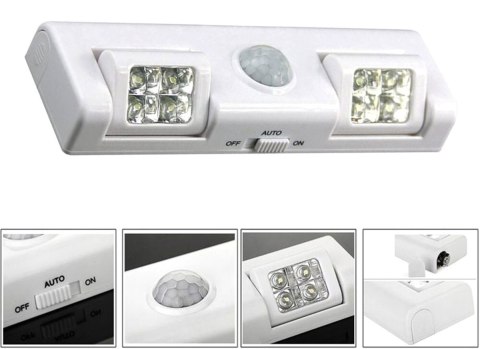 ZD26A Lampka 8 led czujnik ruchu biała