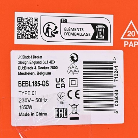 Dmuchawa do liści BLACK+DECKER BEBL185 1850W 190km/h
