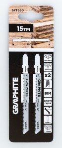 Brzeszczot do wyrzynarki, 15 TPI, BIM, uchwyt typu T, 2 szt., czyste cięcie