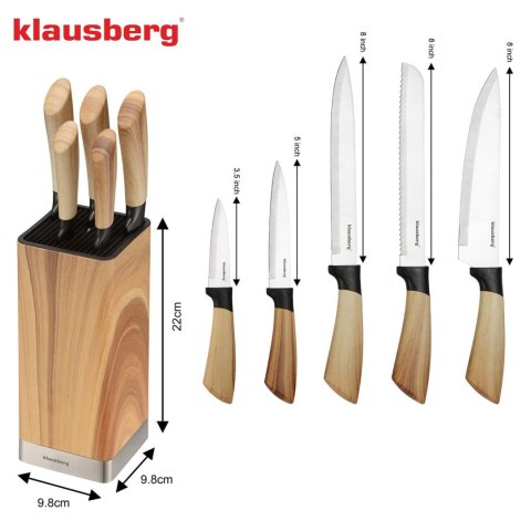 Zestaw noży 6 el. z blokiem, stal nierdzewna, klausberg, kb-9035