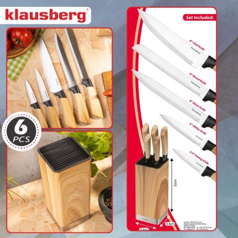 Zestaw noży 6 el. z blokiem, stal nierdzewna, klausberg, kb-9035