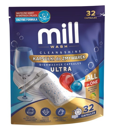 MILL Kapsułki do zmywarek CLEAN&SHINE ULTRA 32szt.  3K. D