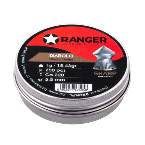 Śrut 5,5 mm RANGER Diabolo Classic Sharp Grooved szpic molet. 250 szt. 1,00 g