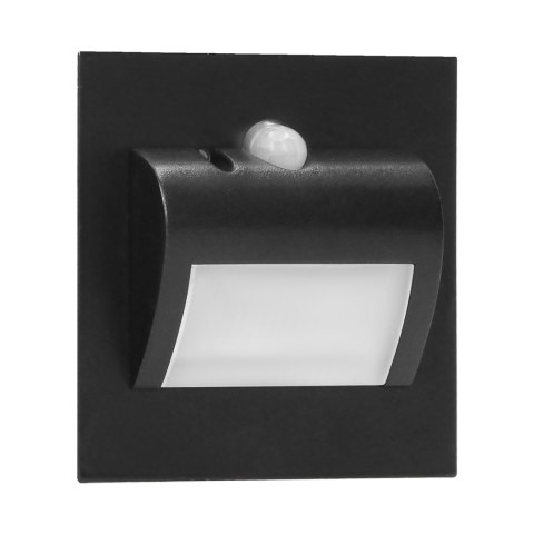 DRACO LED NEW 1,5W, oprawa schodowa podtynkowa, 12VDC, 30lm, 4000K, czarna, czujnik ruchu i zmierzchu