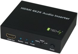 TECHLY Inserter audio SPDIF 5.1CH, analog 3.5 mm 2CH do HDMI 4K30Hz IDATA HDMI-AI4K
