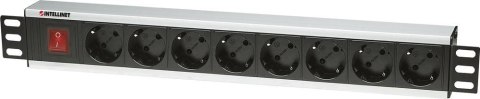 INTELLINET Listwa zasilająca 19" 1.5U, 8x Schuko, kabel 3 m Schuko, włącznik 207157