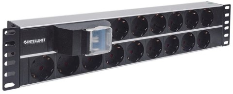 INTELLINET Listwa zasilająca 19" 2U, 15x Schuko, kabel 3 m Schuko, 2x wyłącznik auto 714051